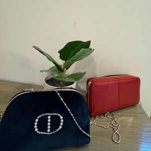 Bundle of Christian Dior bag and NWT red wallet.